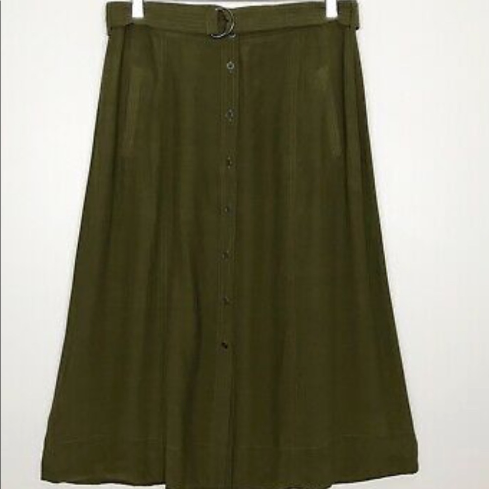 Knee Length Button Down Skirt with Pockets